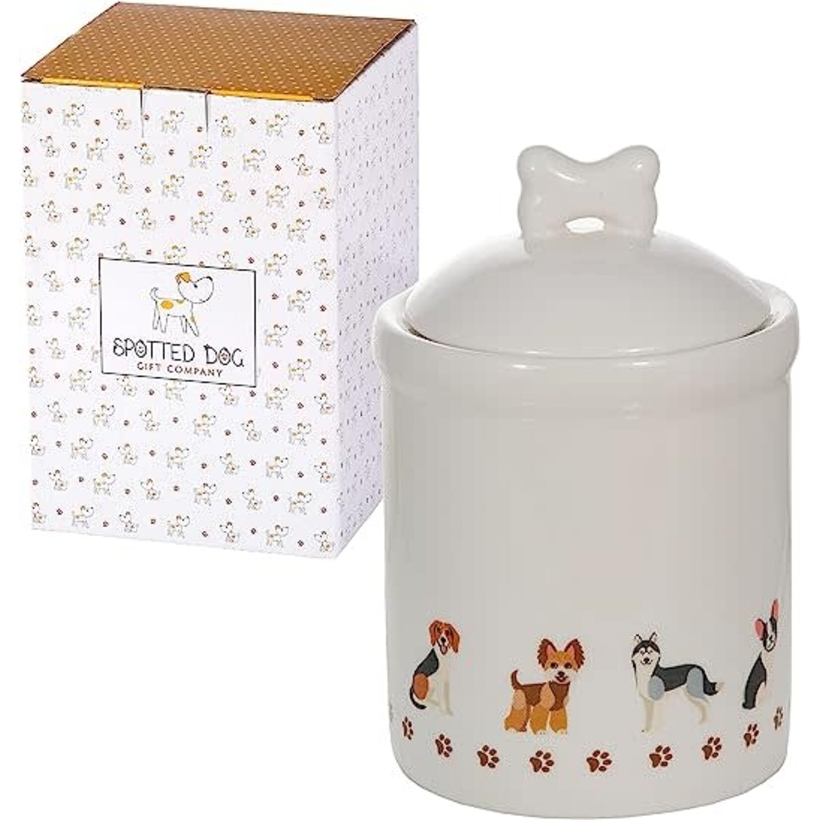 Spotted Dog Ceramic Jar & Lid
