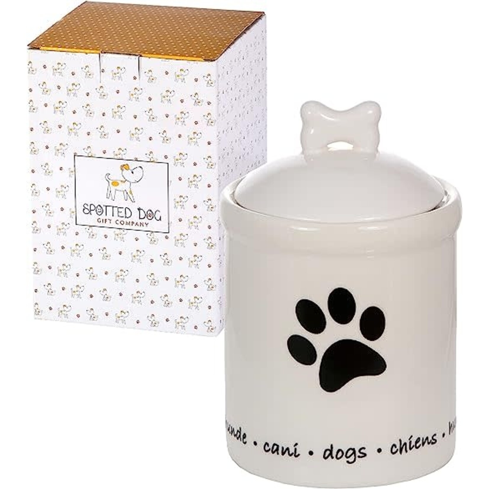Spotted Dog Ceramic Jar & Lid