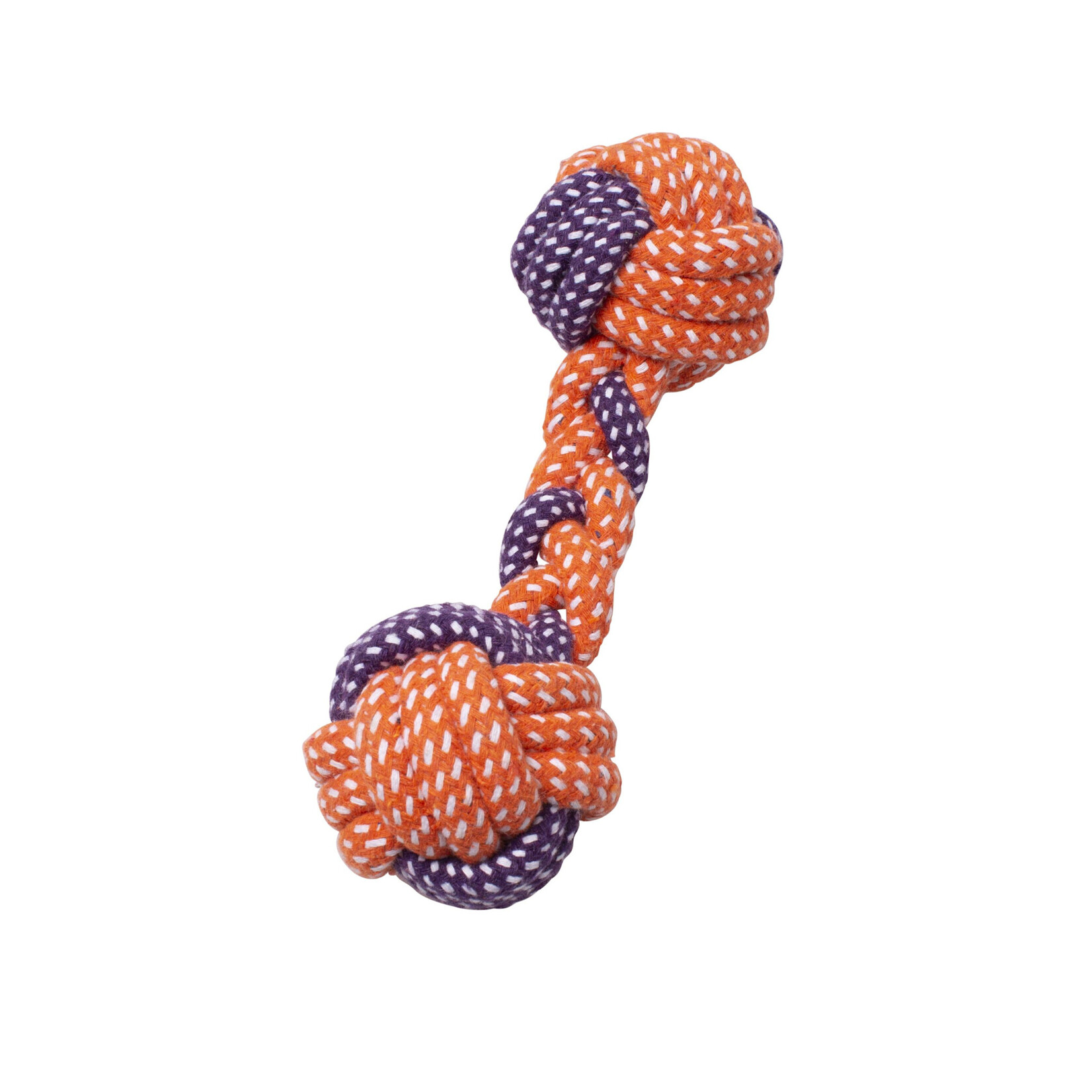 BUD'z Rope Knots Dumbbell - Orange/Purple, 8 inch