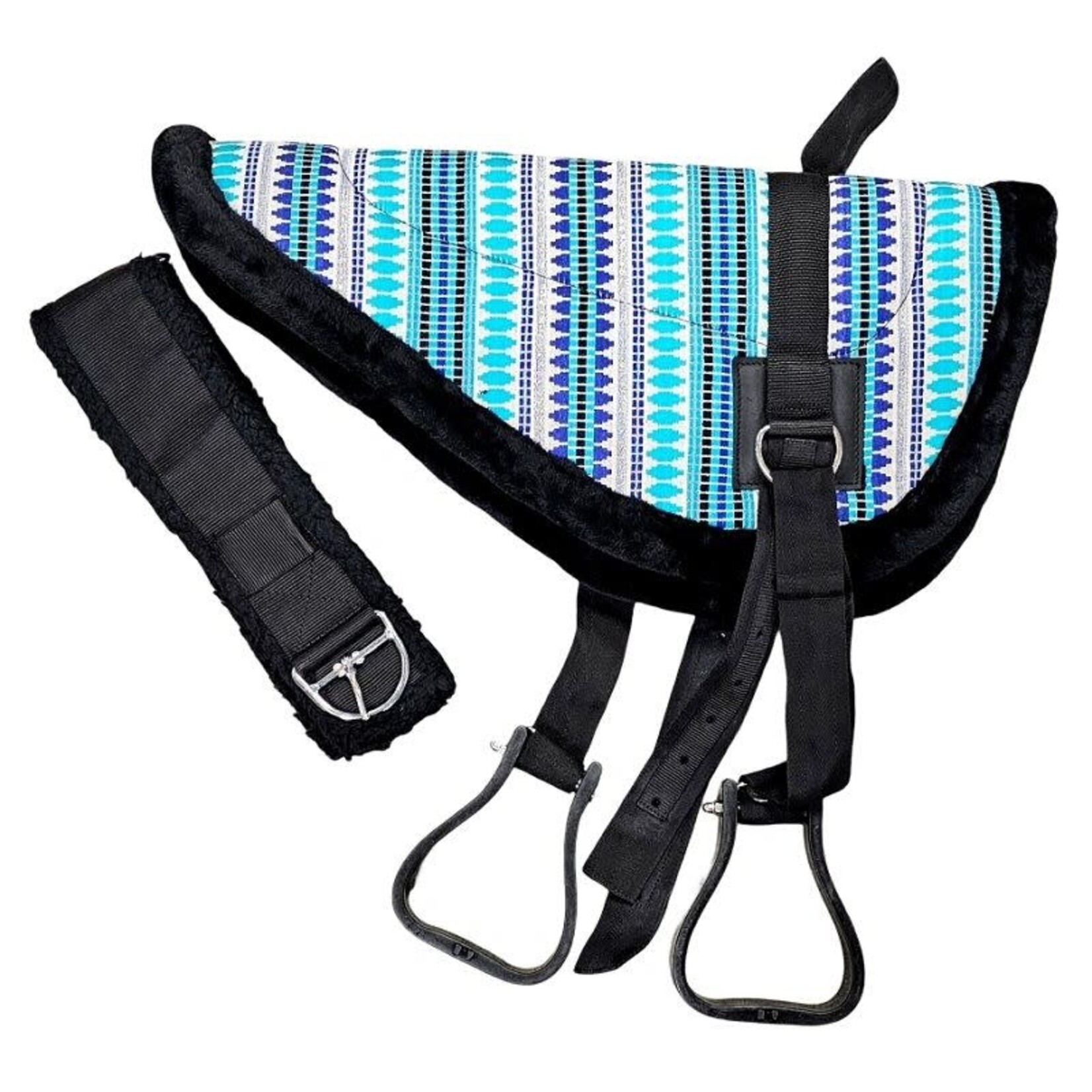 Ger-Ryan Deluxe Bareback Pad - Teal & Royale Blue, Full Size