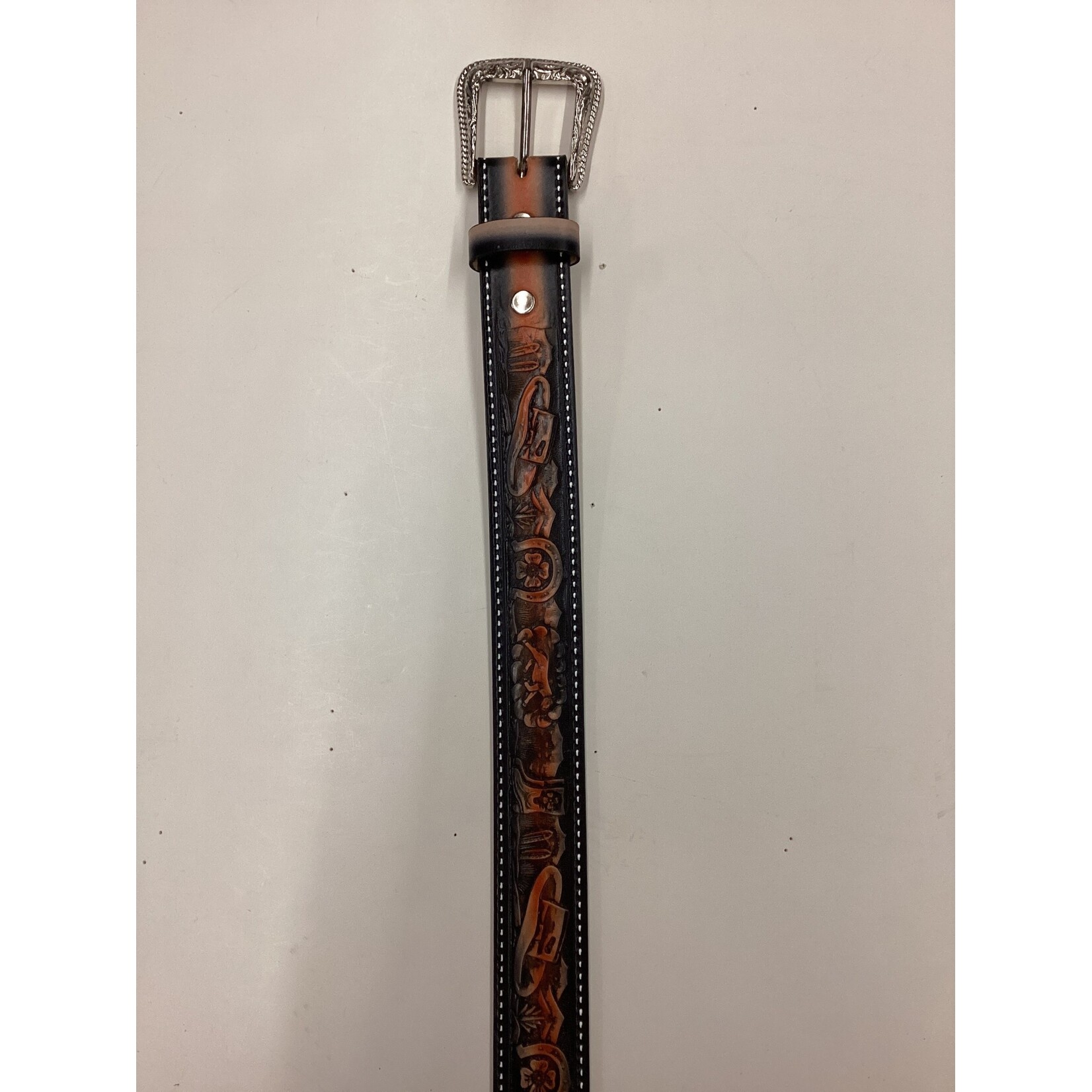 Modestone Two Tone Western Motif Leather Belt