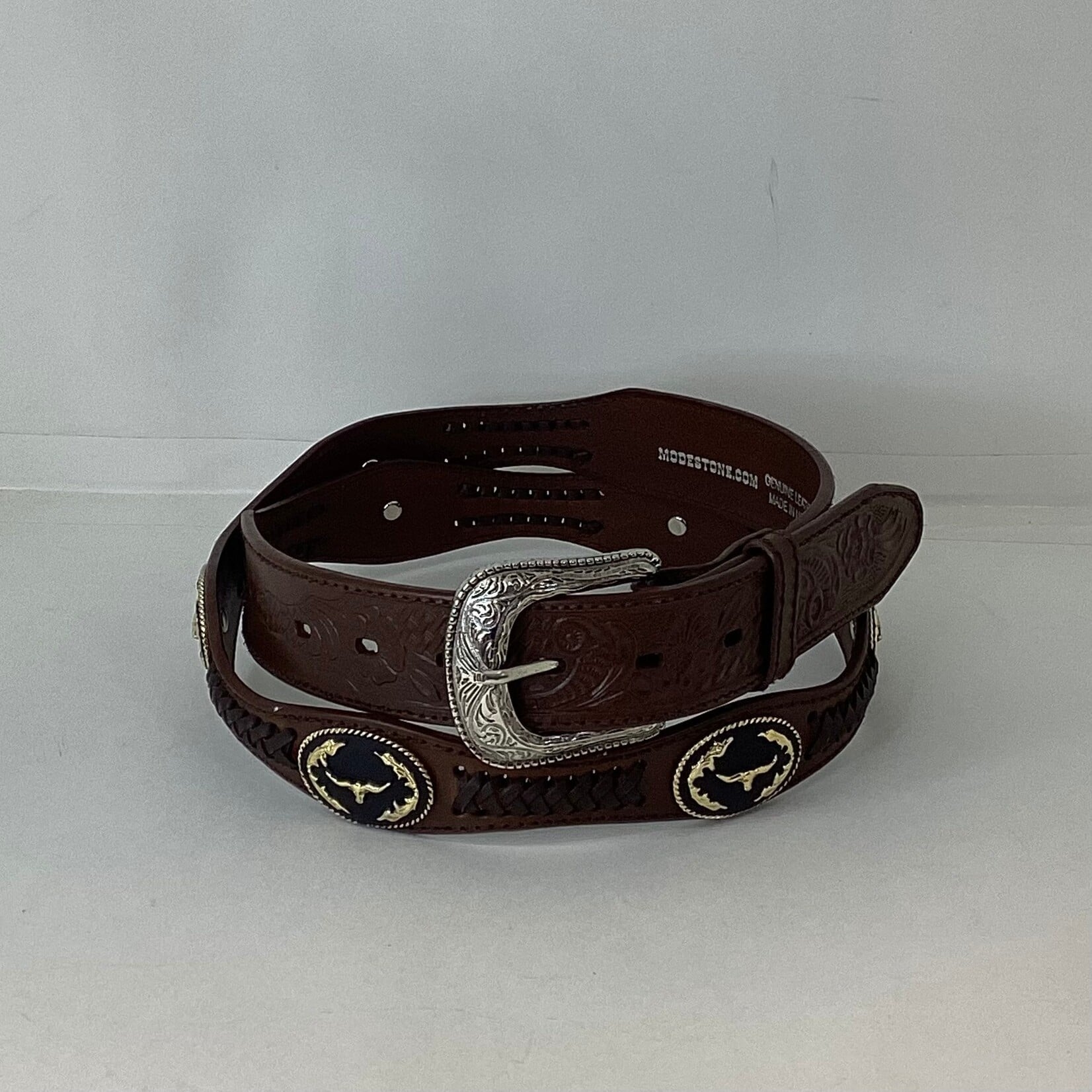Modestone Scalloped Concho Leather Belt