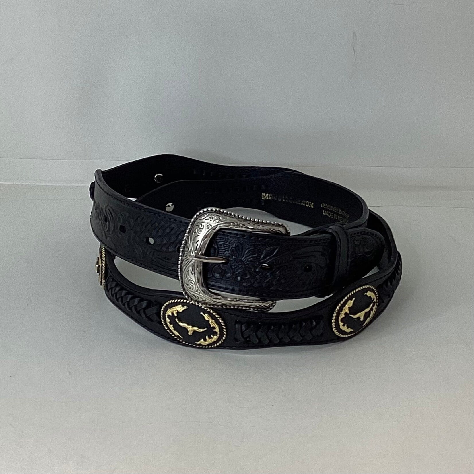 Modestone Scalloped Concho Leather Belt