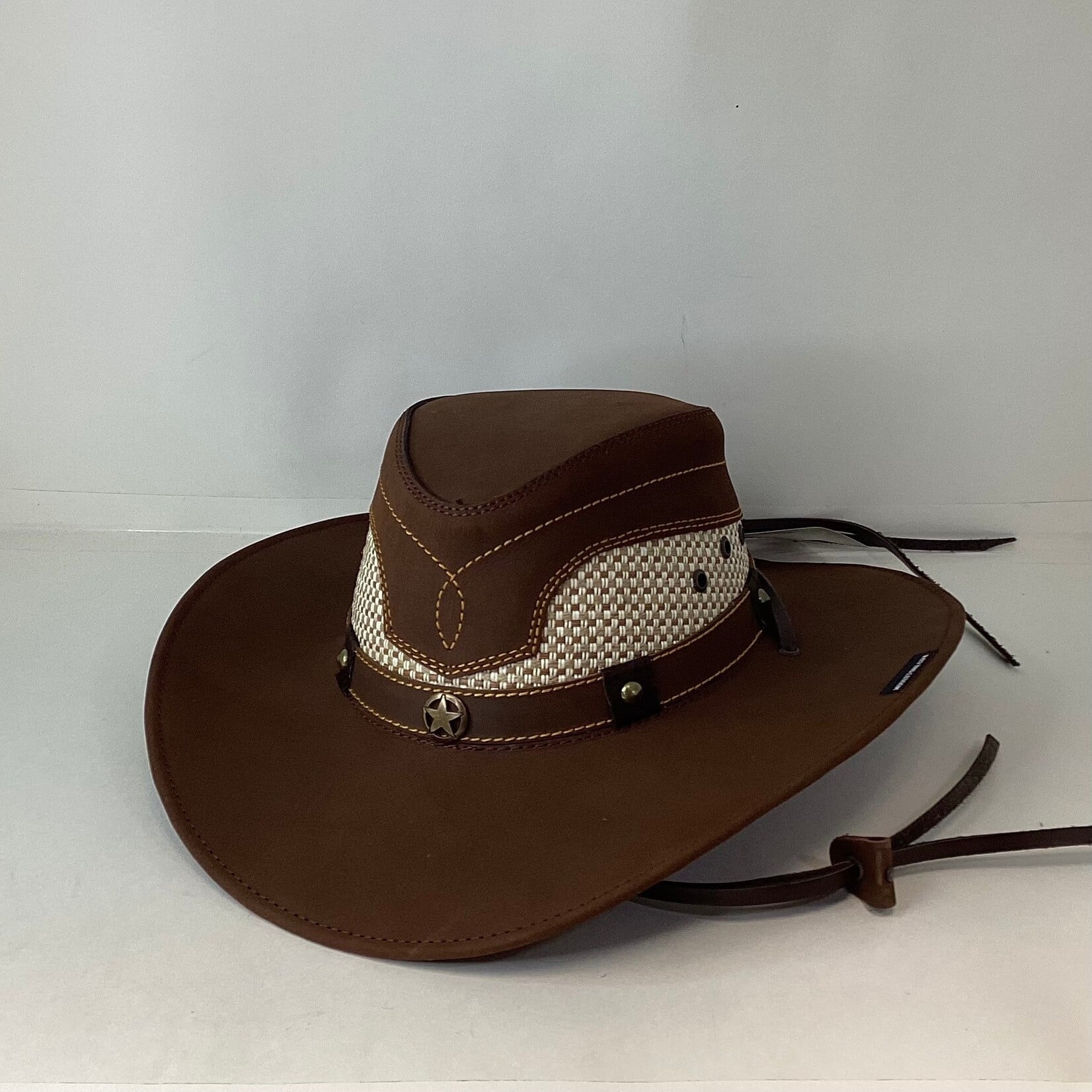 Modestone Genuine Leather & Straw Hat