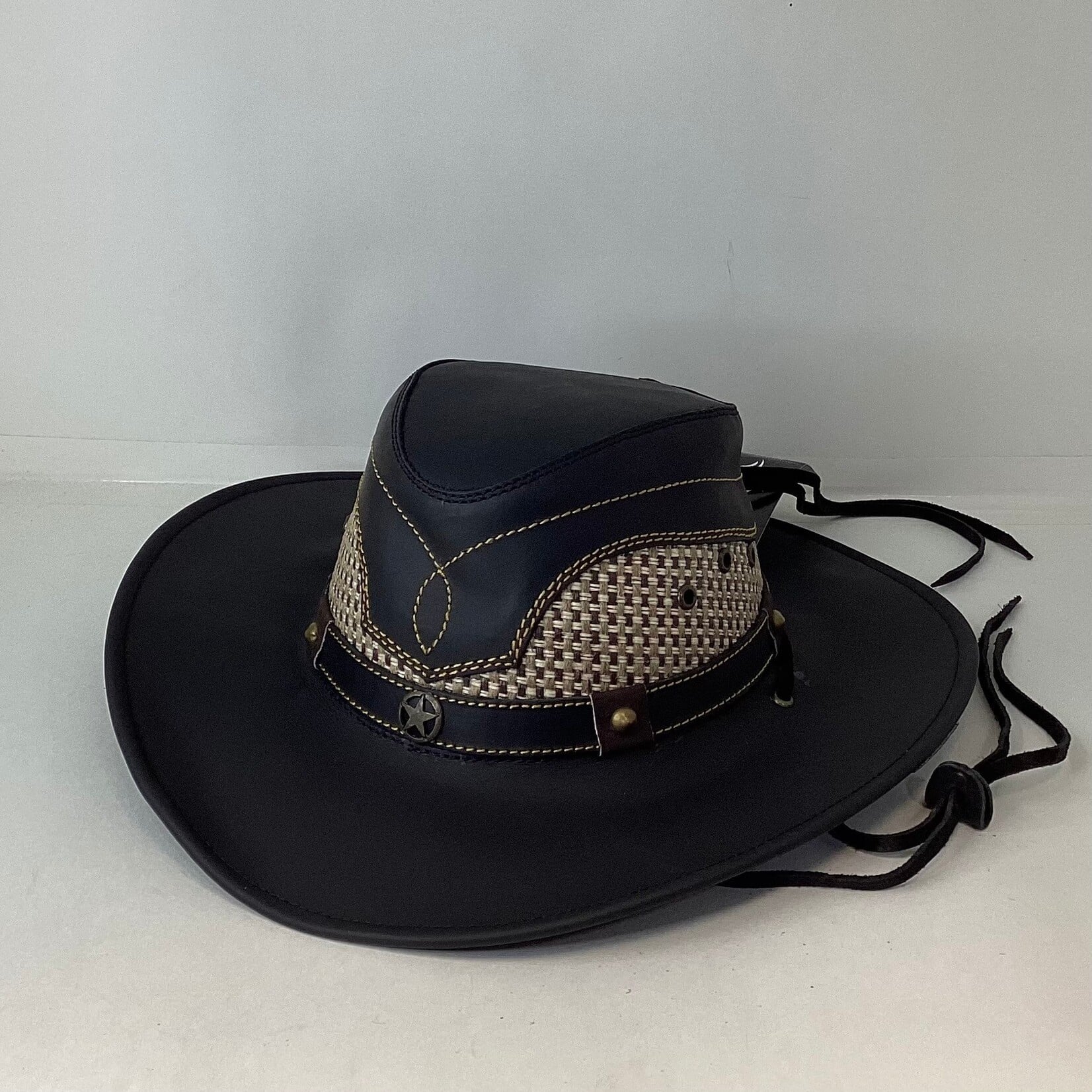 Modestone Genuine Leather & Straw Hat