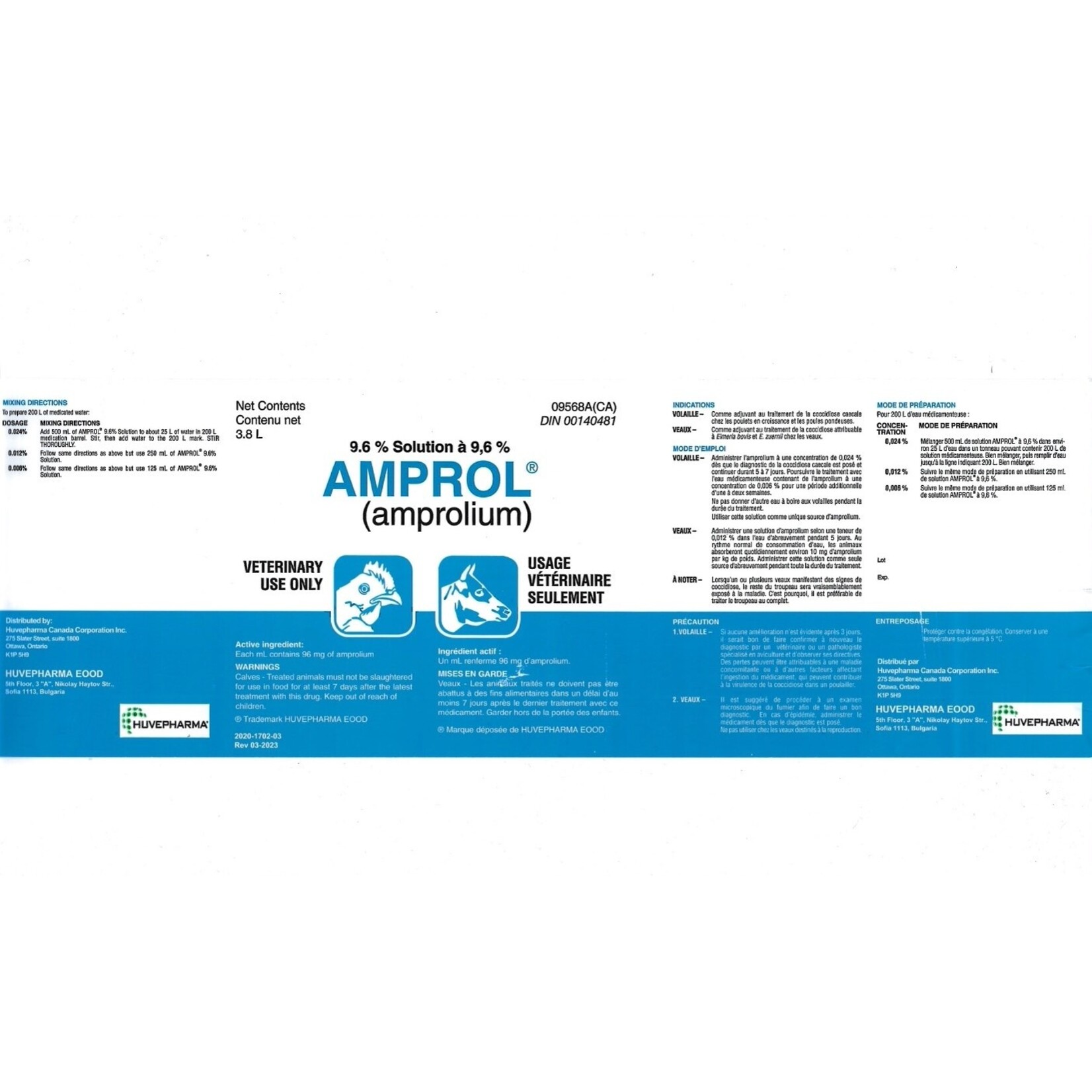 HUVEPHARMA Amprol Solution 9.6%