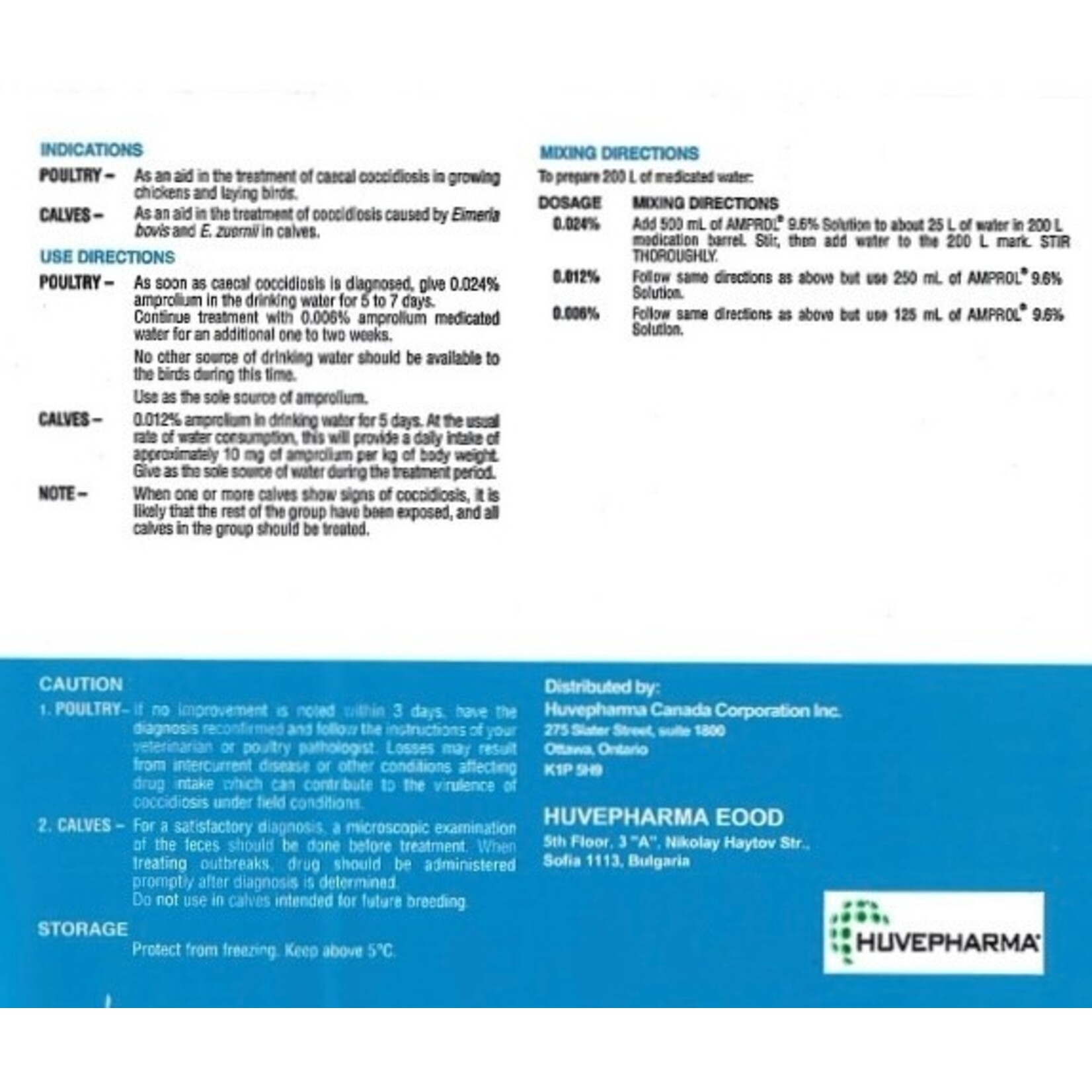 HUVEPHARMA Amprol Solution 9.6%