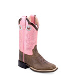 Old West BSY1991 Youth's Leather Broad Square Toe Boots