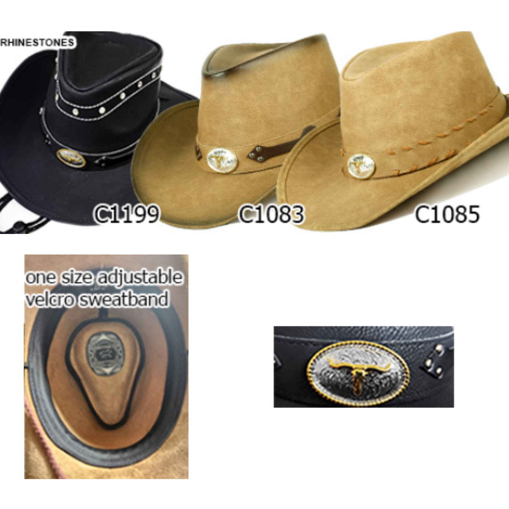 Modestone Faux Leather Hat with Adjustable Sweatband