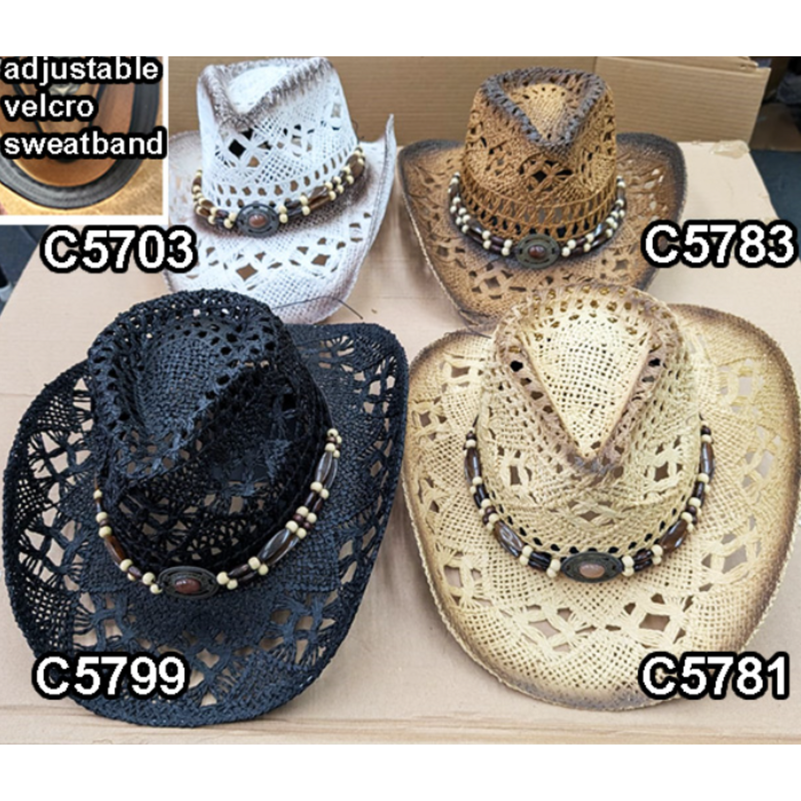 Modestone Straw Hat with Adjustable Sweat Band