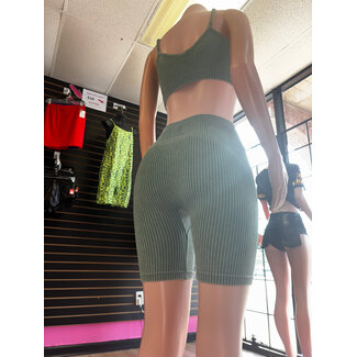 Stretch  V Neck 2pc Short Set