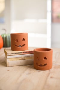 Kalalou Terracotta Jack-O-Lantern