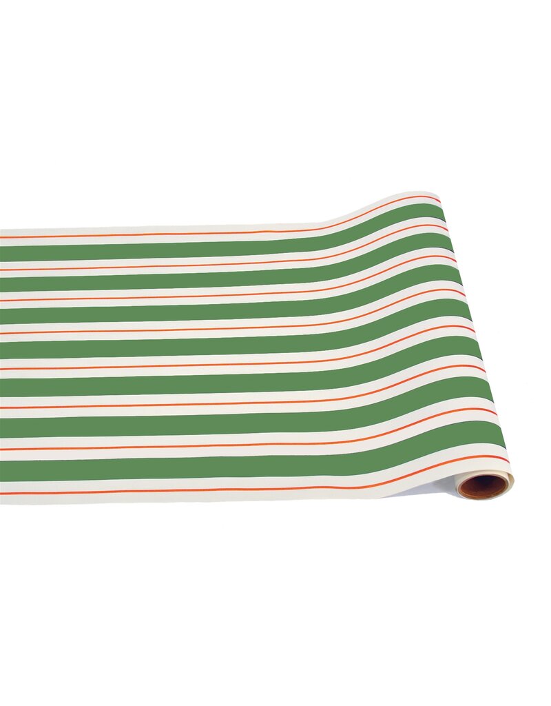 Hester & Cook Green & Red Awning Stripe Table Runner