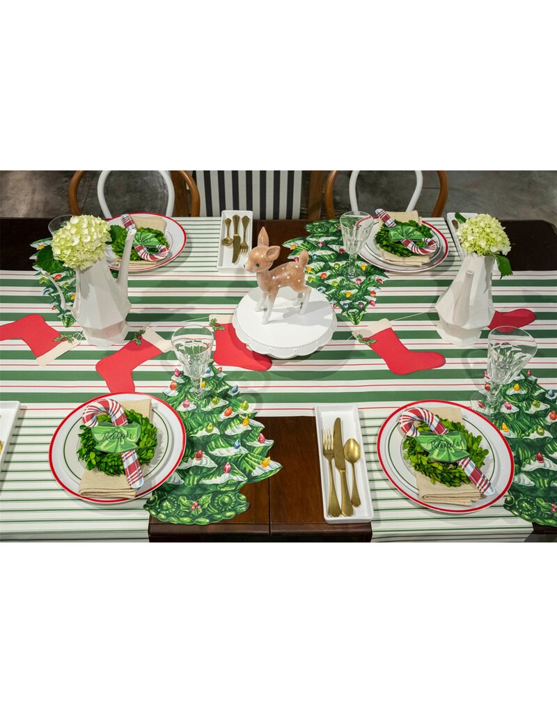 Hester & Cook Green & Red Awning Stripe Table Runner