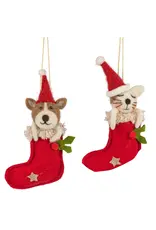 Silver Tree Home & Holiday Dog or Cat in Stocking Felt Ornament