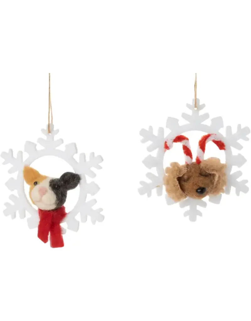 Silver Tree Home & Holiday Dog or Cat in Snowflake Ornament