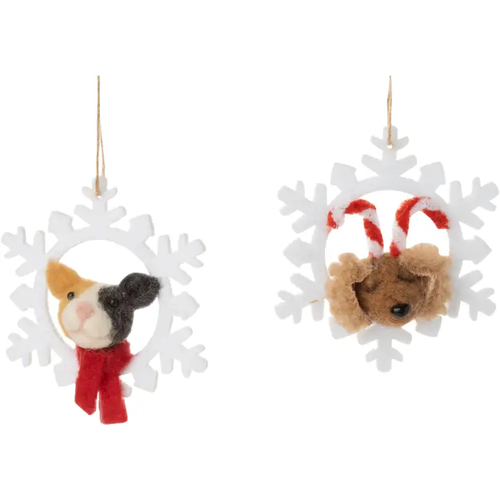 Silver Tree Home & Holiday Dog or Cat in Snowflake Ornament