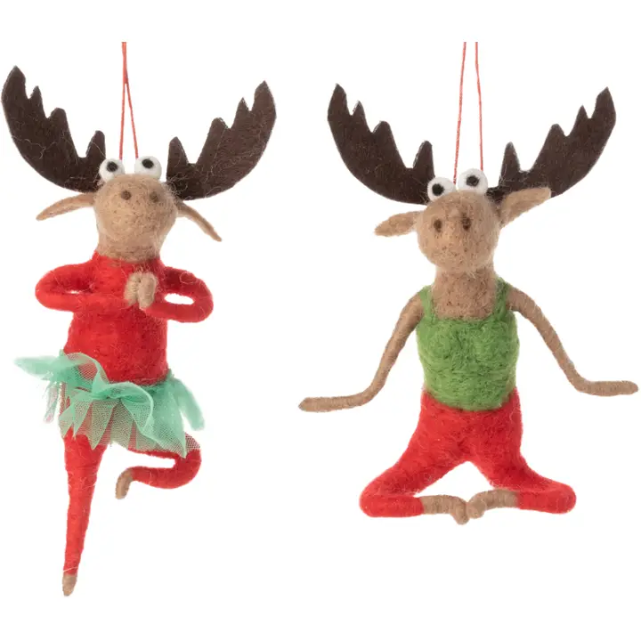 Silver Tree Home & Holiday Yoga Moose Felt Ornament