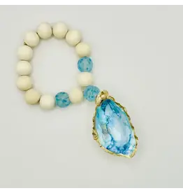 Coast & Cork Beaded Aqua Oyster Charm