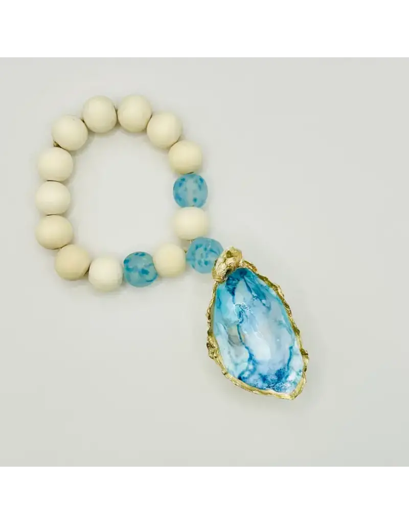 Coast & Cork Beaded Aqua Oyster Charm