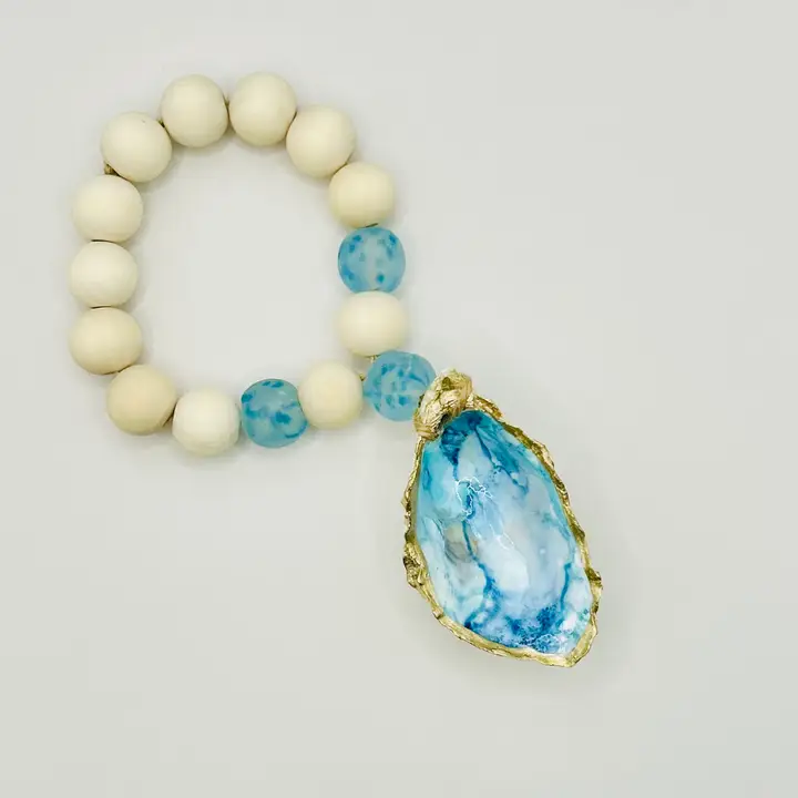 Coast & Cork Beaded Aqua Oyster Charm