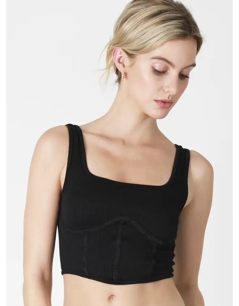 NikiBiki Ribbed Square Neck Corset Top