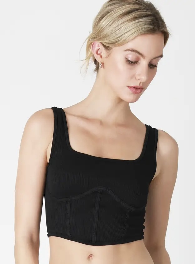 NikiBiki Ribbed Square Neck Corset Top