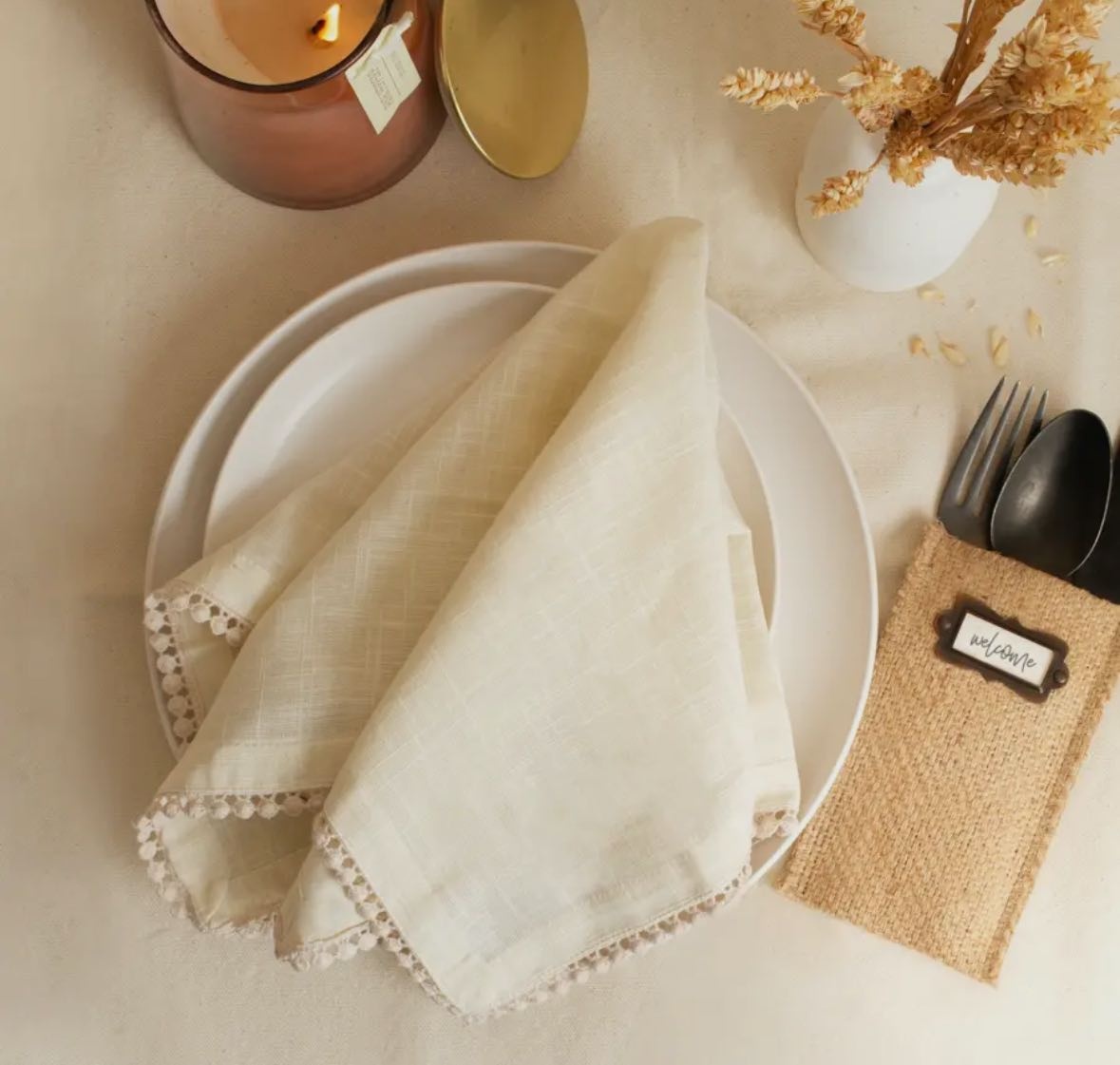 Cutlery Couture Cotton Lace Trimmed Napkin