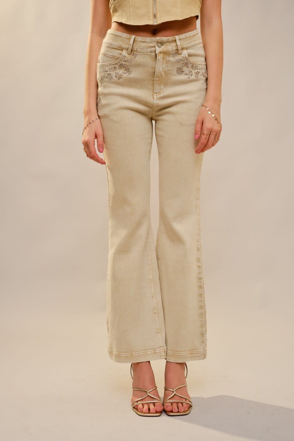 Blue B Petal Party Jean - Washed Sand