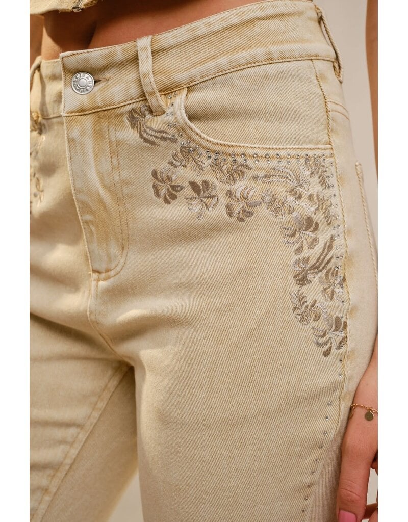 Blue B Petal Party Jean - Washed Sand