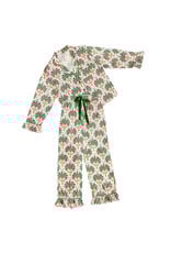 Bella Sleep & Spa Full Length Ruffled PJ Set with Velvet Tie