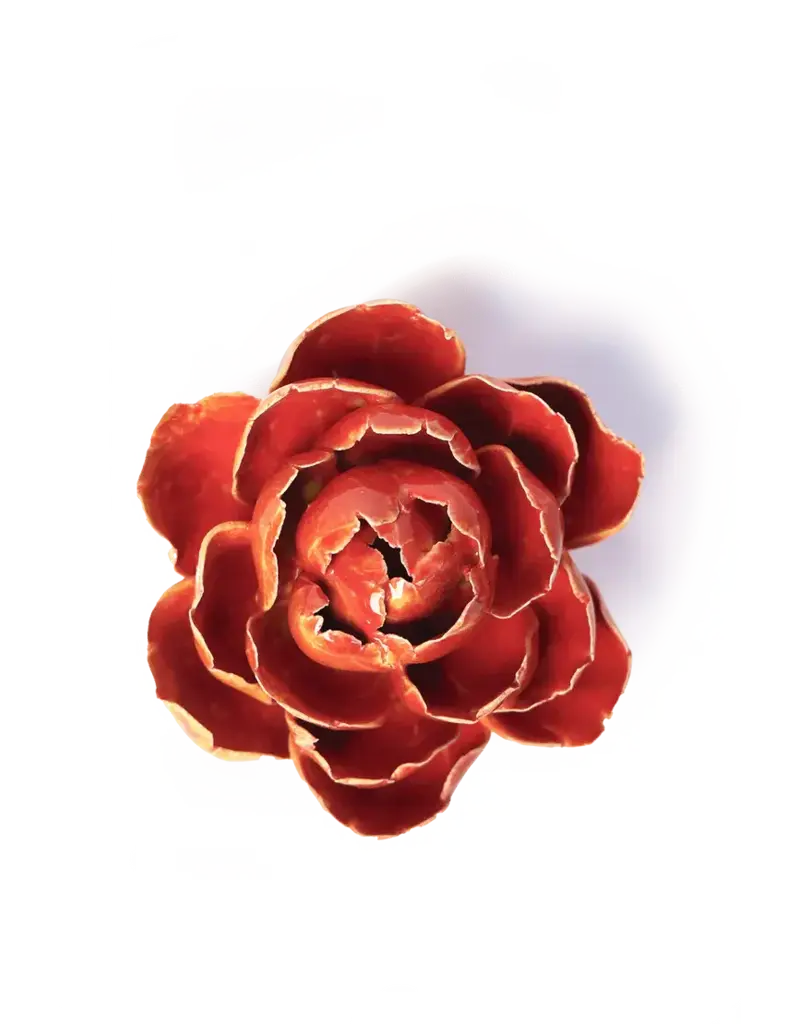 Chive Ceramic Flower - Orange Yellow Gay Paree Peony