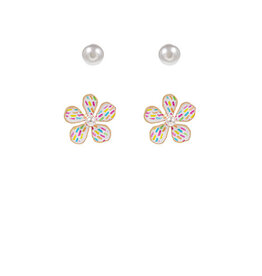 Golden Stella Painted Petal Earrings Set