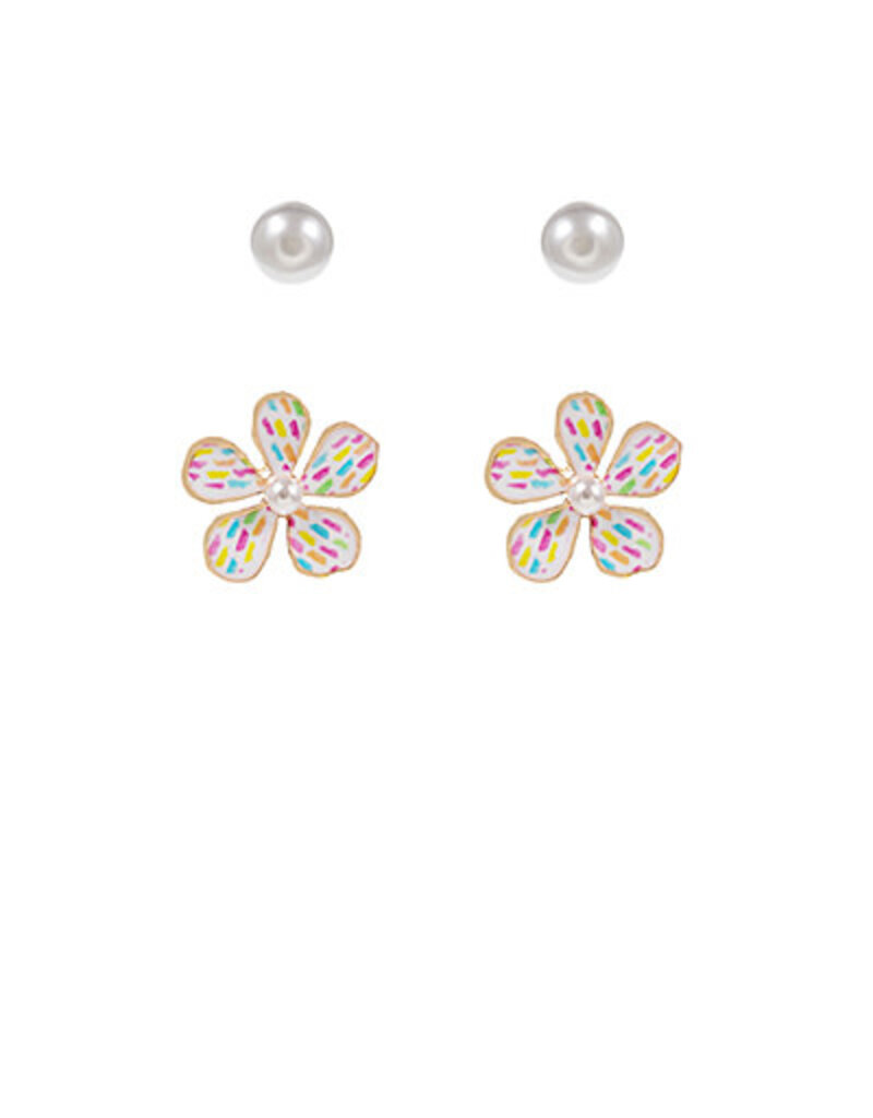 Golden Stella Painted Petal Earrings Set