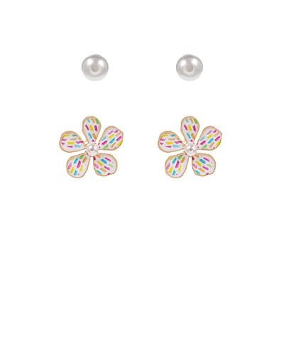 Golden Stella Painted Petal Earrings Set