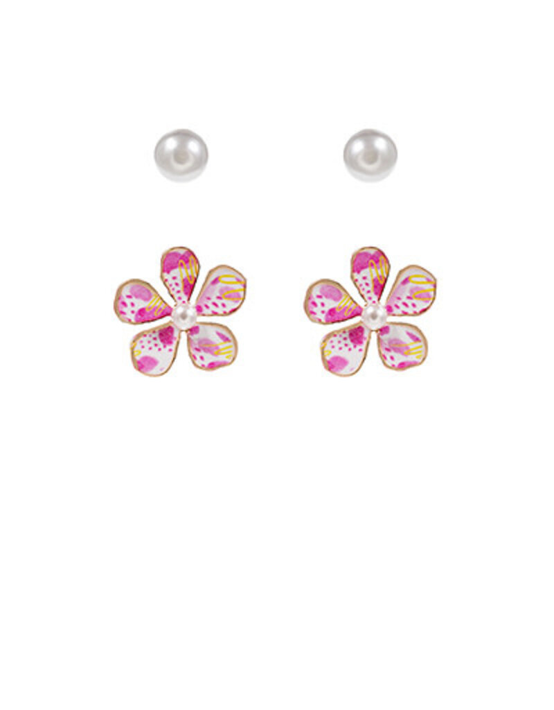 Golden Stella Painted Petal Earrings Set