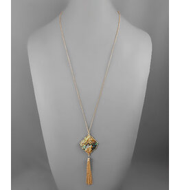 Golden Stella Amber Mosaic Necklace