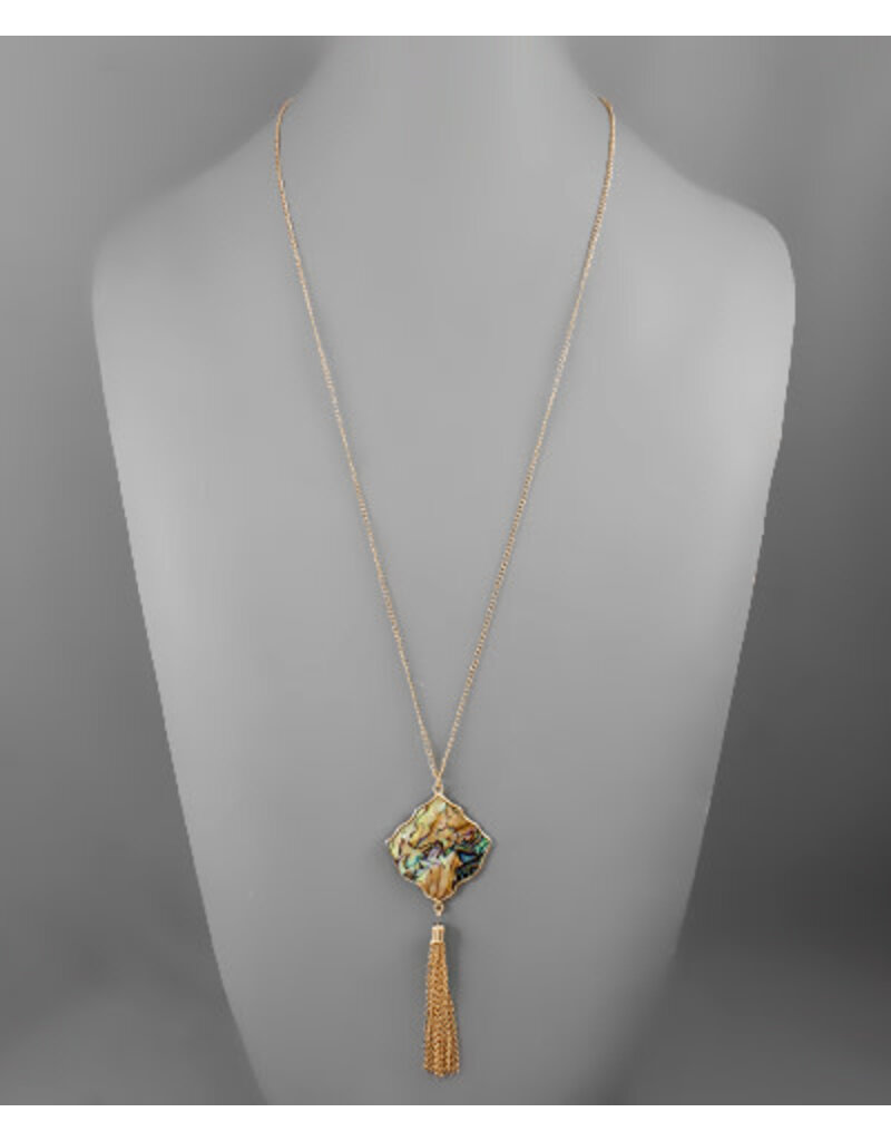 Golden Stella Amber Mosaic Necklace