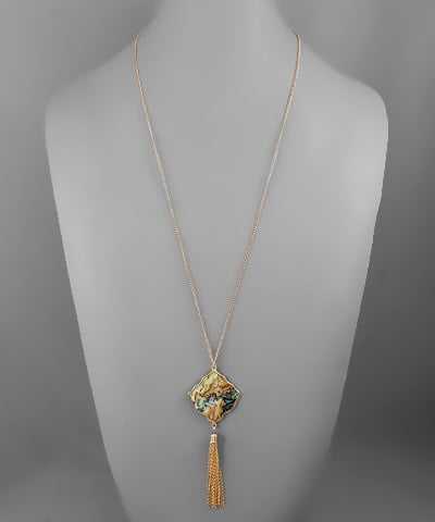 Golden Stella Amber Mosaic Necklace