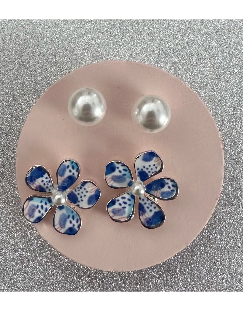 Golden Stella Painted Petal Earrings Set