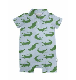 Goosies Blue Alligator Polo Romper