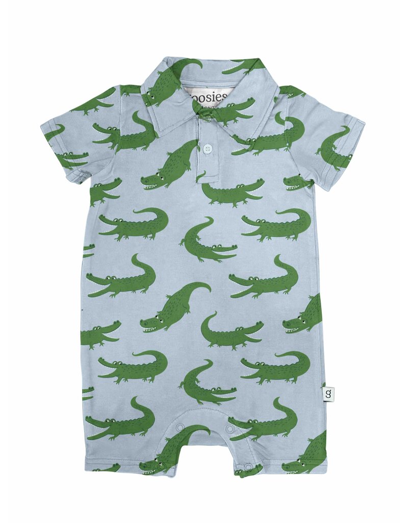Goosies Blue Alligator Polo Romper