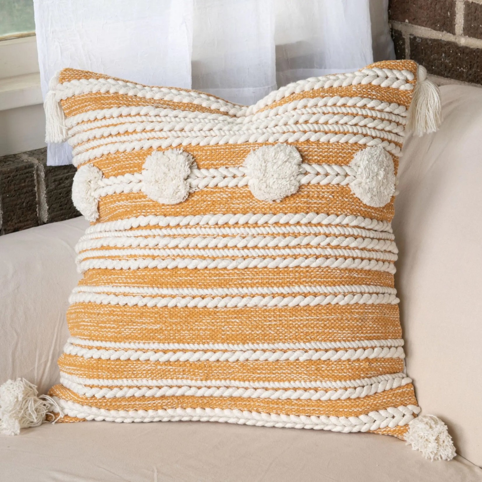 Foreside Home Hand Woven Blake Pillow - Gold