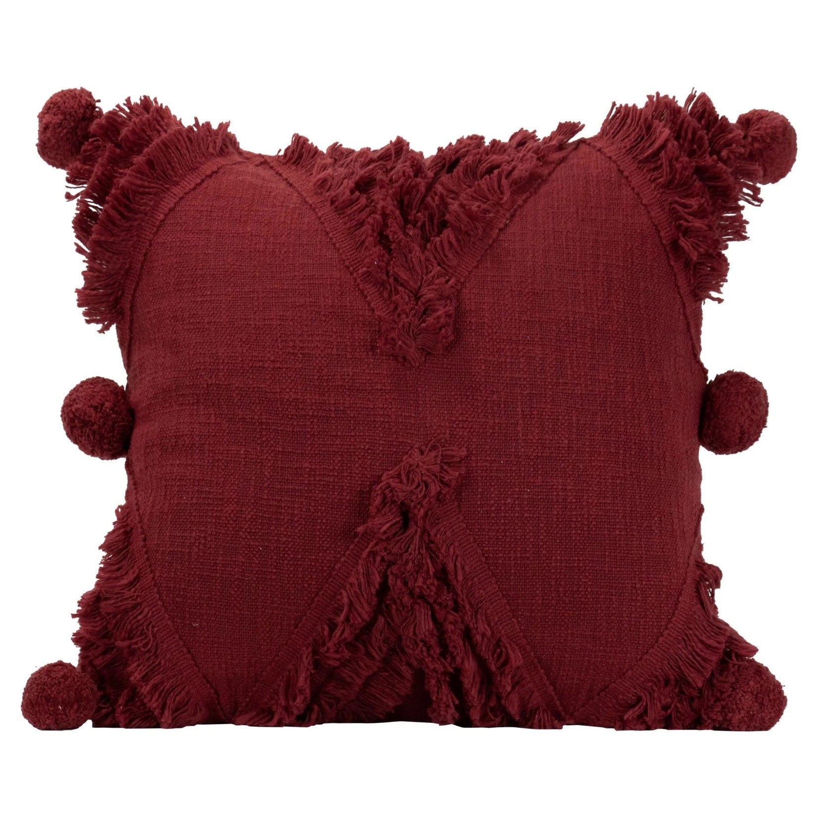 Foreside Home Hand Woven Betty Pillow - Burgundy