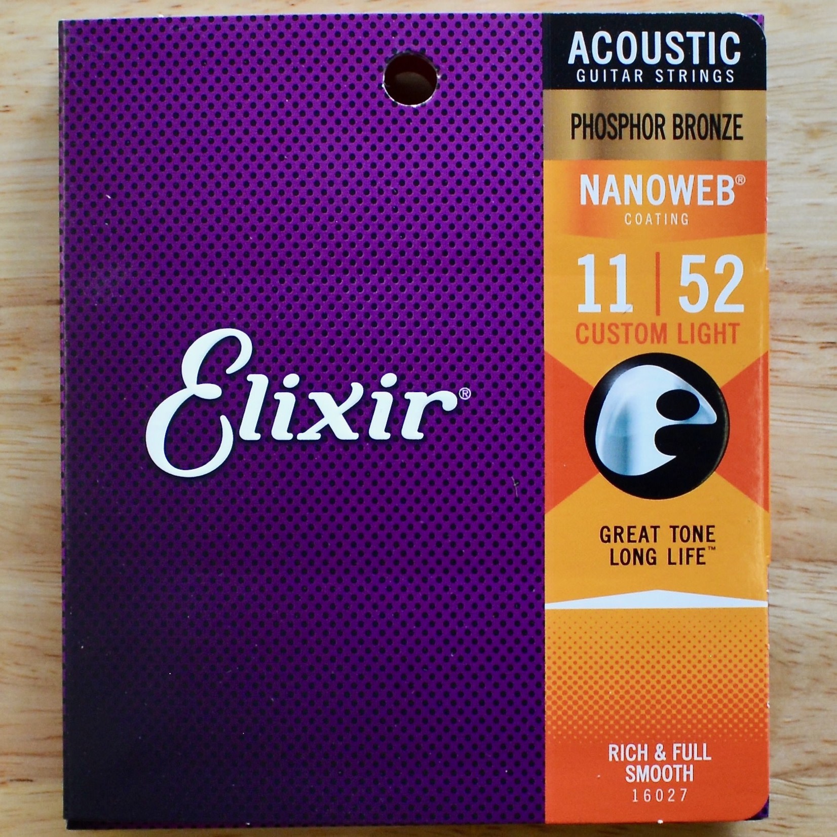 Elixir Elixir Phosphor Bronze Acoustic Strings Nanoweb Coating Custom Light