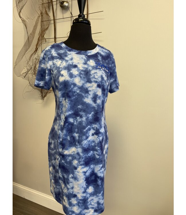 ΖΦΒ ZPB Blue Tie-Dye Short Sleeve Dress