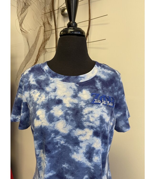 ΖΦΒ SALE! ZPB Zeta Phi Beta Blue Tie-Dye Short Sleeve Dress (SP26)