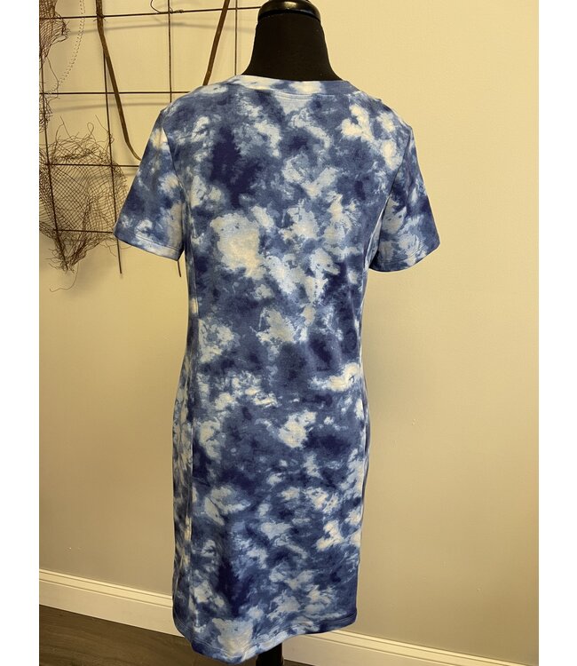 ΖΦΒ SALE! ZPB Zeta Phi Beta Blue Tie-Dye Short Sleeve Dress (SP26)