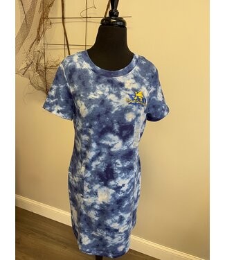 ΣΓΡ SGR Blue Tie-Dye Short Sleeve Dress