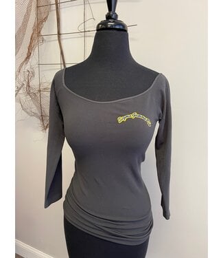 ΣΓΡ Small Charcoal Grey ¾” Sleeve Fitted Top